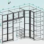 Чертеж Угловой шкаф-купе с компьютерным столом МБ-12 BMS