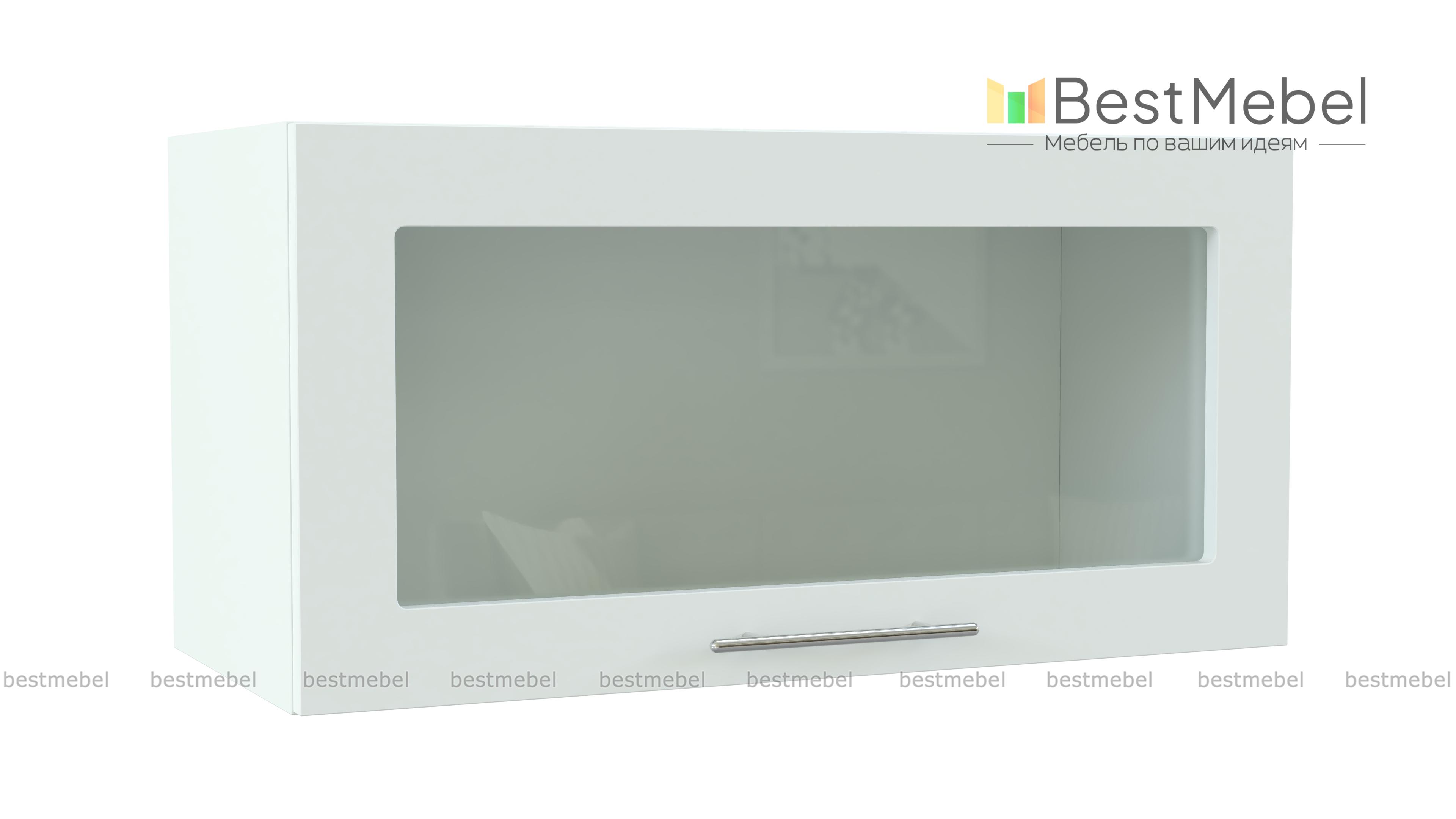 Шкаф верхний горизонтальный со стеклом 800 Капля BMS - Фото