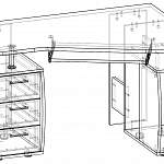 Чертеж Угловой компьютерный стол КС-14У Ибис BMS