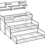 Чертеж Детская трехъярусная кровать ДМ-164 BMS