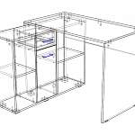 Чертеж Угловой письменный стол с ящиками Компакт BMS
