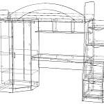 Чертеж Детская кровать-чердак Уник BMS
