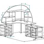 Чертеж Угловой письменный стол для двоих Пилот 61 BMS