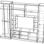 Чертеж Стенка для гостиной Флора-2 BMS