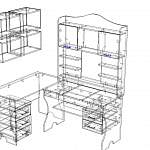 Чертеж Угловой компьютерный стол Лисса с ящиками BMS