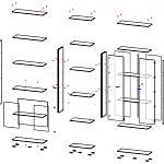Чертеж Шкаф-стеллаж Кармен 2 ВMS